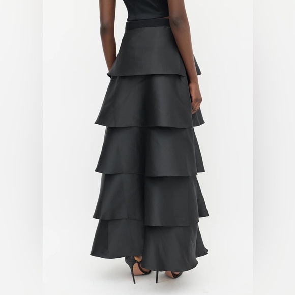 SACHIN + BABI TIER RUFFLE SKIRTS IN BLACK SACHIN BABI NOIR - Picture 4 of 13